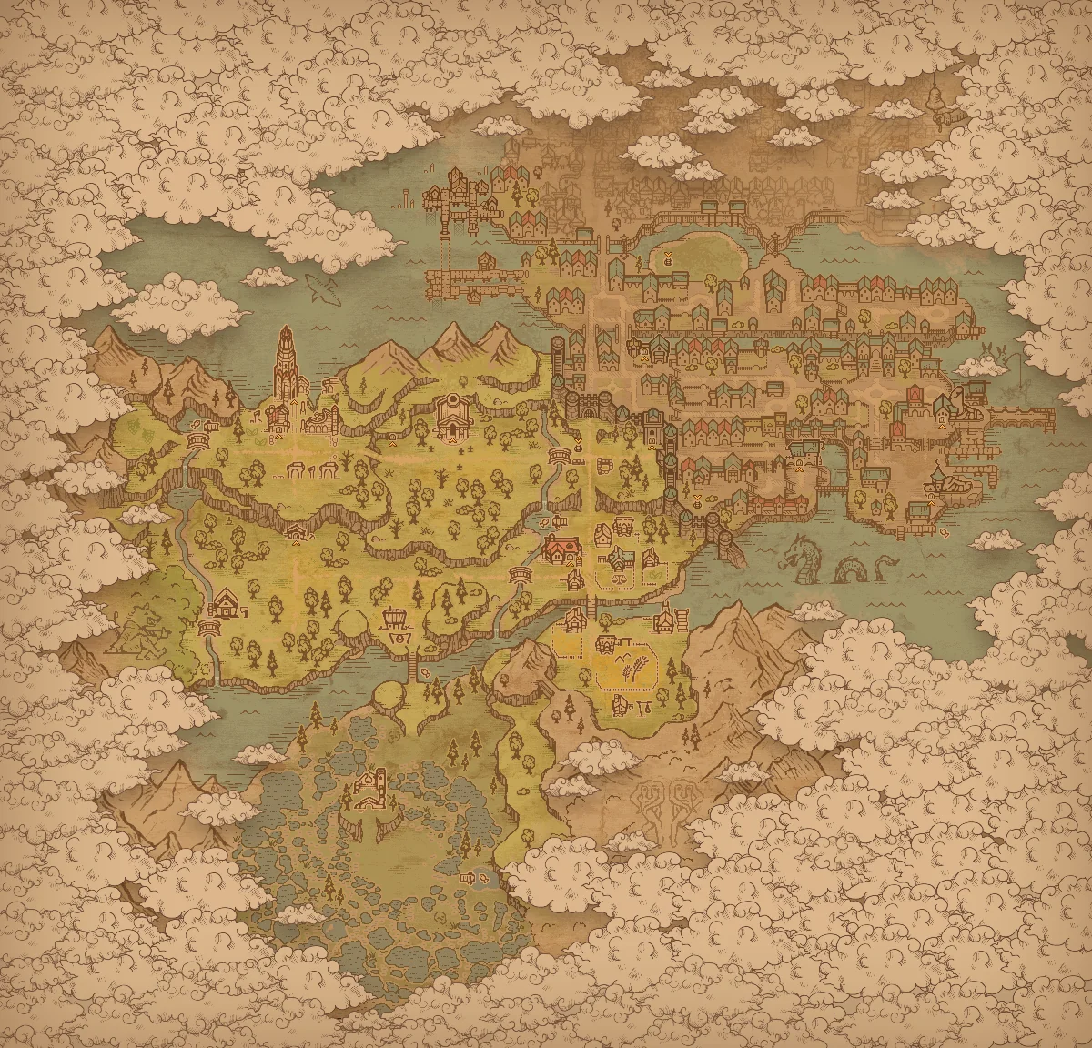 Wo die Figuren von Graveyard Keeper 2 zu finden sind, auf der Weltkarte